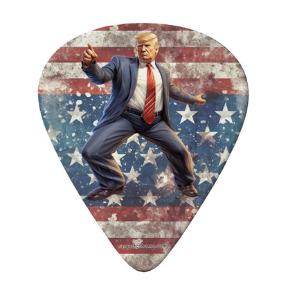 6 Guitar Picks with Keychain Snap Case- Donald Trump Dancing – 3 Thicknesses