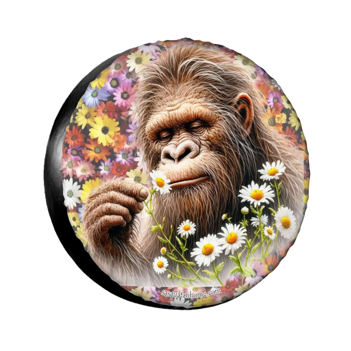 Flowers Sasquatch Bigfoot Tire Cover - Protect Your Spare with Style
