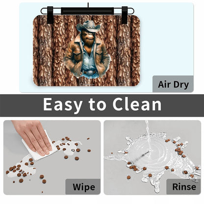 Bigfoot / Sasquatch Cowboy, Waterproof Pet Food Mat