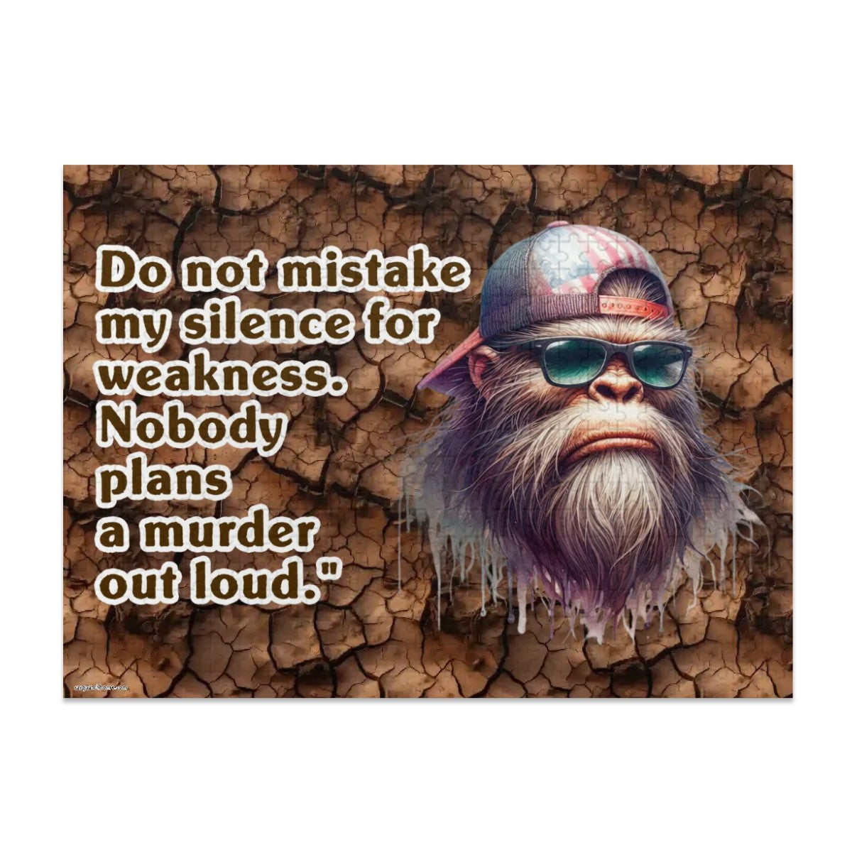 "Do Not Mistake My Silence" 500 Piece Wooden Sasquatch Jigsaw Puzzle, Family Game