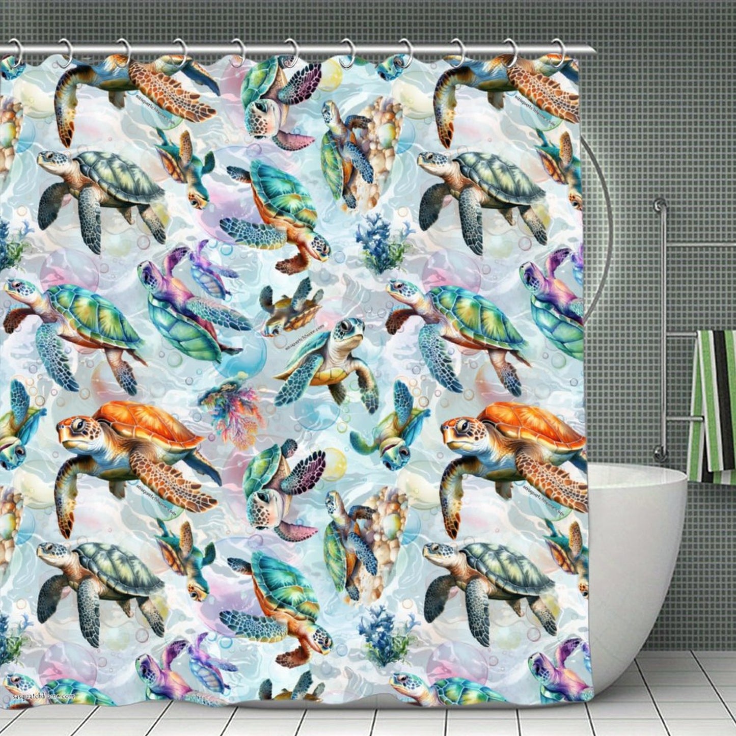 10 Animal Designs, Waterproof Polyester Shower Curtain – Made in the USA – 70.8x70.8”