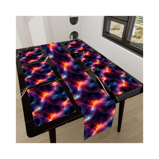 12 Galaxy / Outer Space Designs, Table Runner Placemat Set 7 Pieces