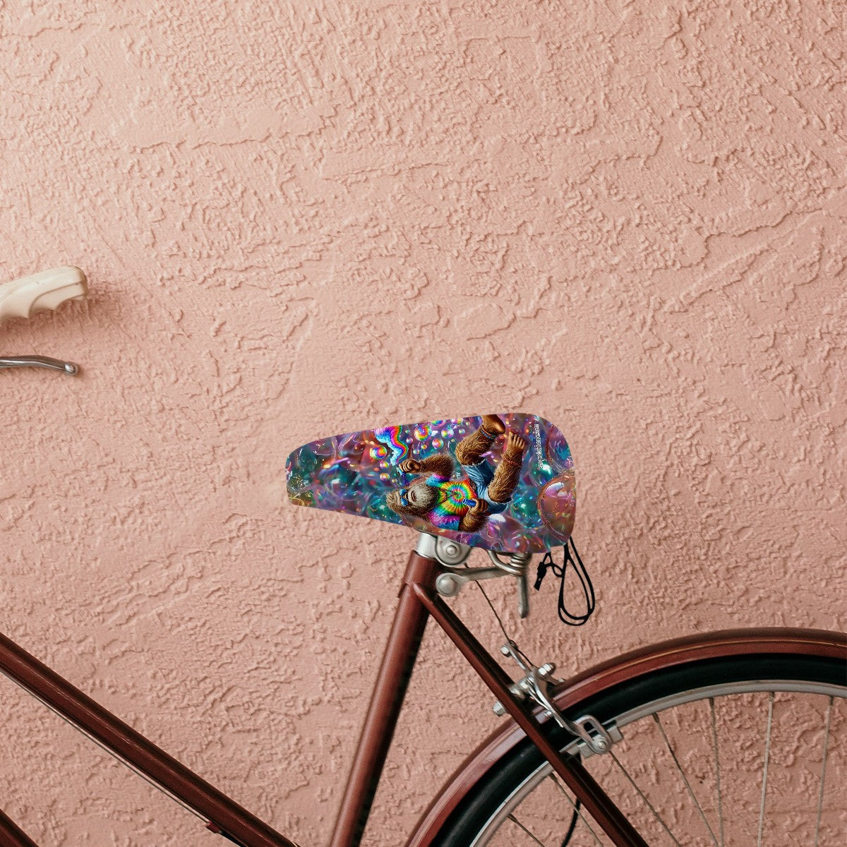 Hippie Bigfoot / Sasquatch Blowing Bubbles, Waterproof Bike Seat Cover