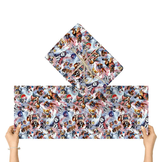 8 Patriotic Designs, 3 Pack Gift Wrapping Paper Sheets