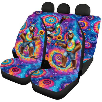 Hippie Sasquatch / Bigfoot, Car Seat Covers, Full 3 Piece Set