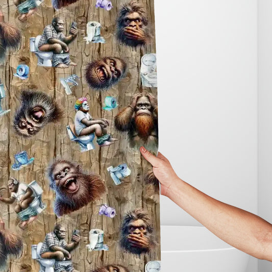 Sasquatch, Bigfoot Themed Polyester Shower Curtain  - 60”x72”
