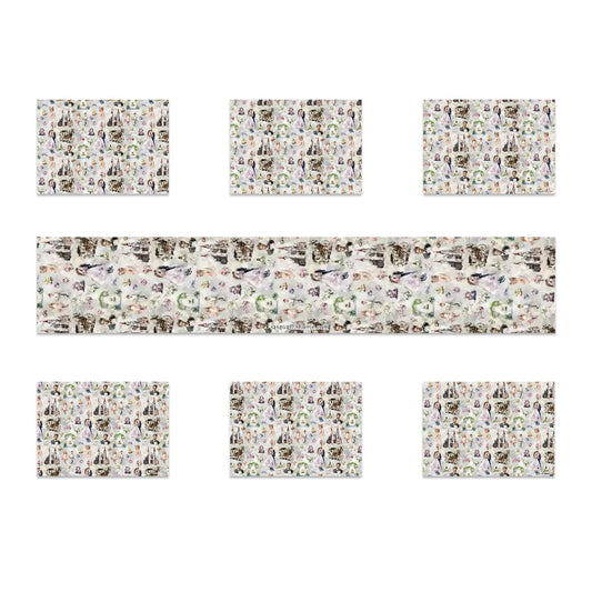 Awesome/Mythical Themed Table Runner, Placemats Set 7 Pieces