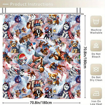 8 Patriot Designs, Animals, Waterproof Polyester Shower Curtain – Made in the USA – 70.8x70.8”
