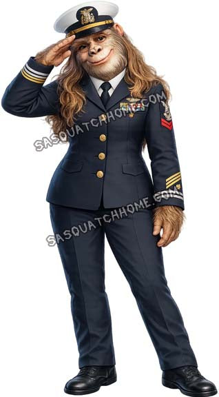 Female Sasquatch Bigfoot Marine Officer Digital Download