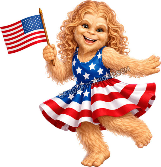 Set of Six Images - Patriotic Sasquatch Girl Digital Download