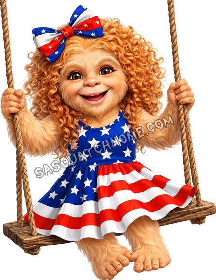 Set of Six Images - Patriotic Sasquatch Girl Digital Download