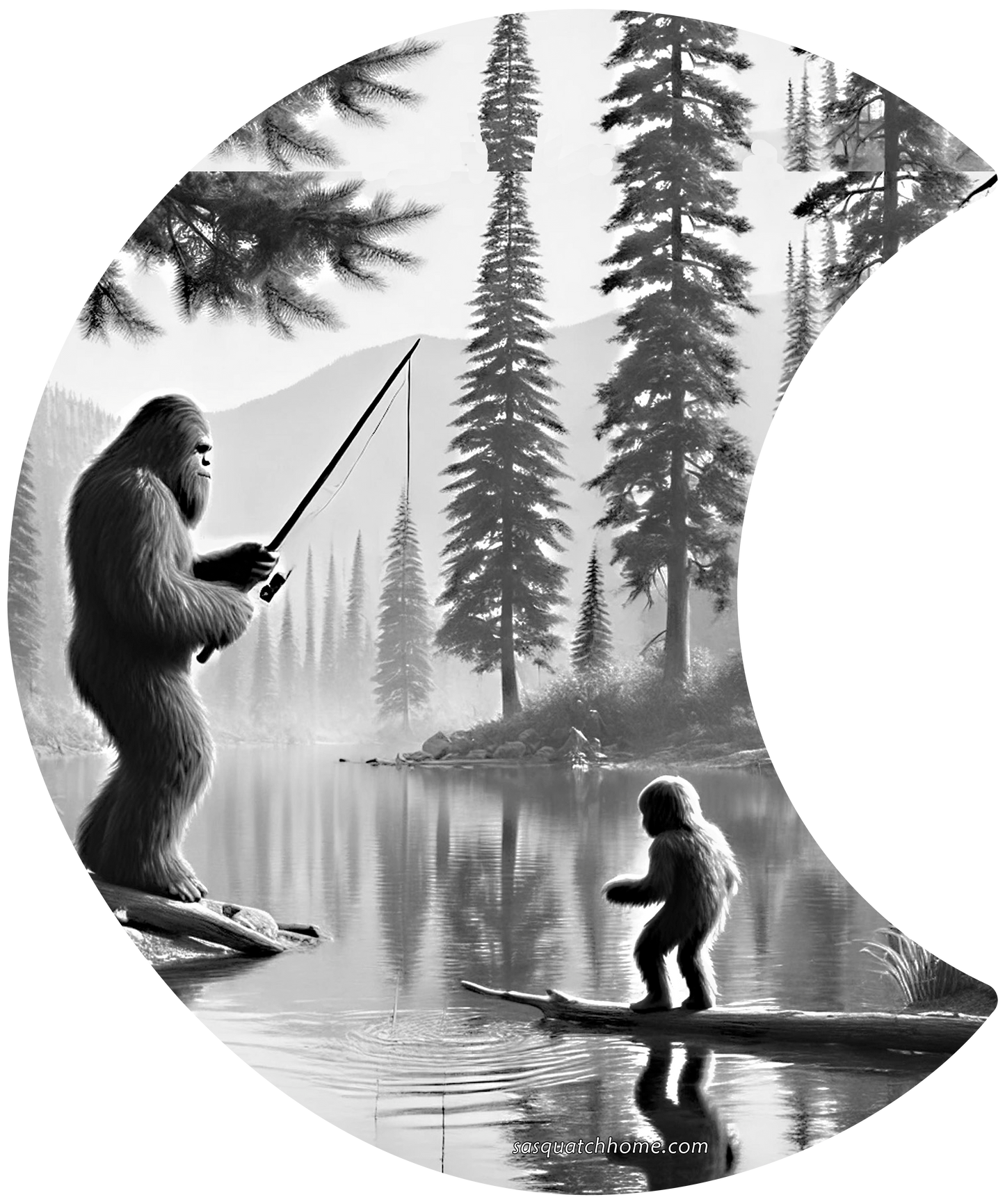 Hand Made Wood, Bigfoot, Sasquatch, Fishing