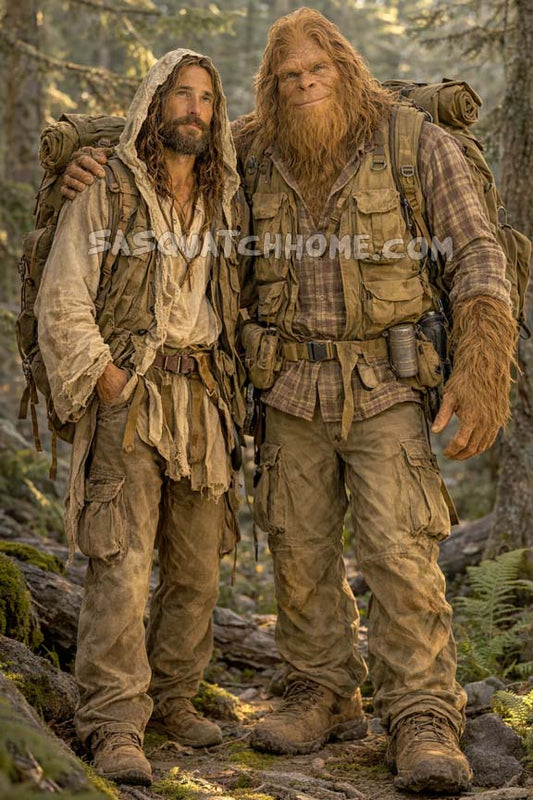 Sasquatch and Jesus Going Hiking Digital Download