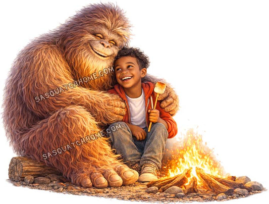 Bigfoot & Boy Hug By FIre Digital Download