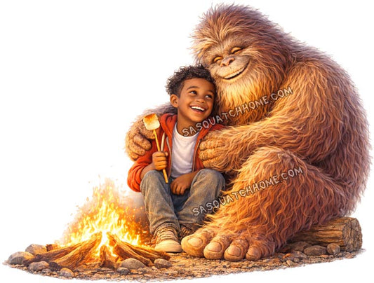 Bigfoot & Boy Hug By FIre Digital Download