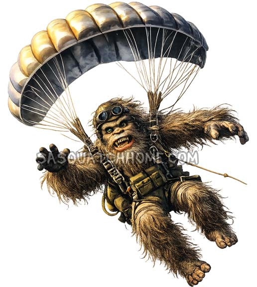 Sasquatch Bigfoot Soldier Skydiving Digital Download